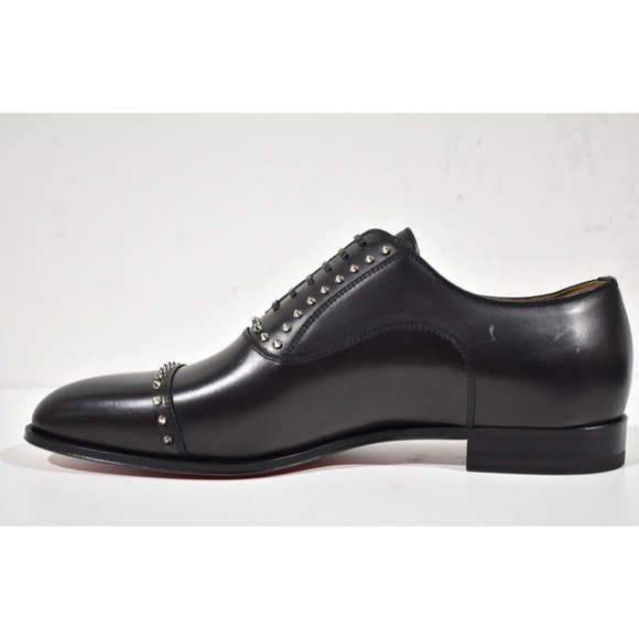 Christian Louboutin Cloocloo Flat Black Leather Spike Oxford Dress Loafer 41 8 main image 12